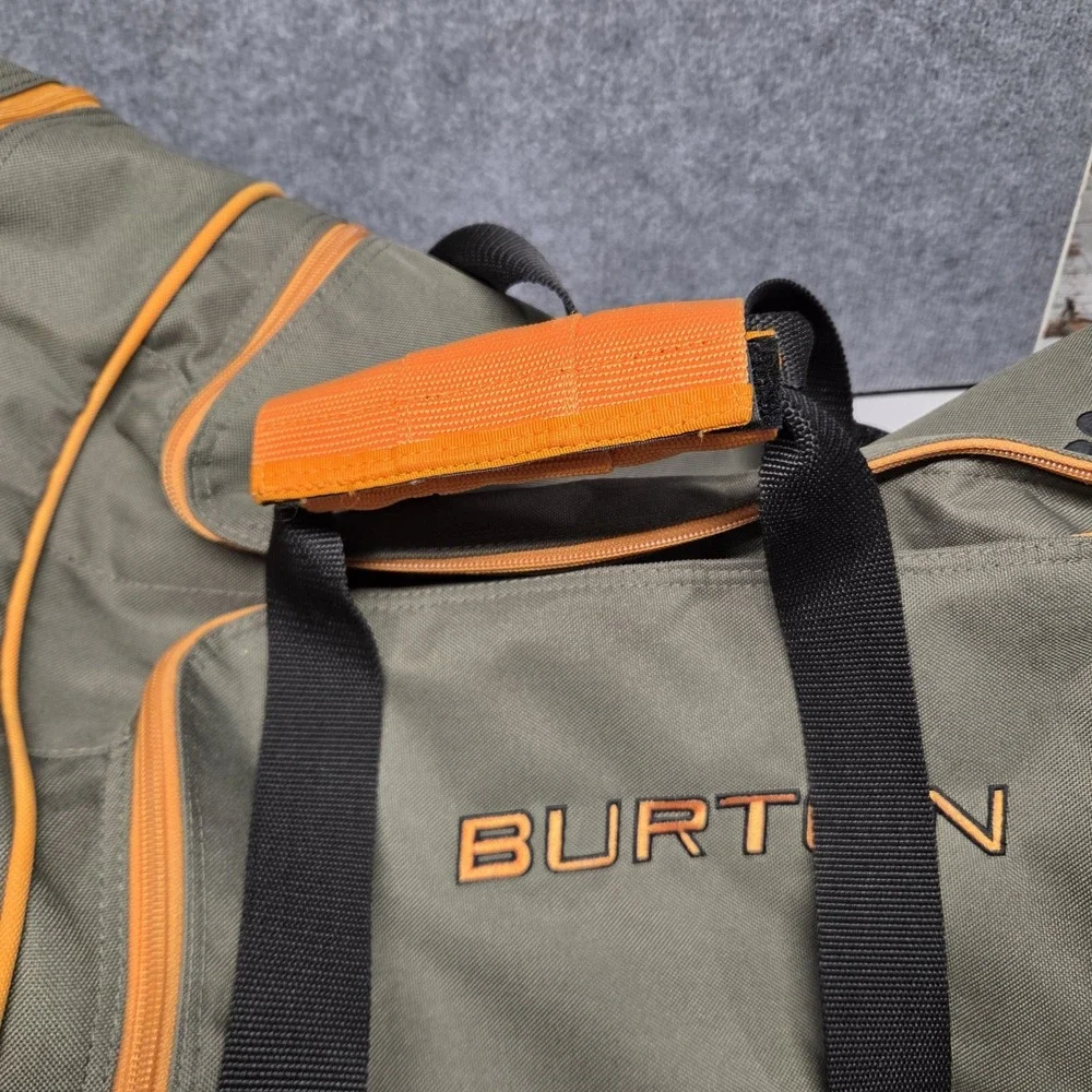 Burton Rolling Duffel Carry On Travel Bag Olive Green Orange Wheeled Luggage